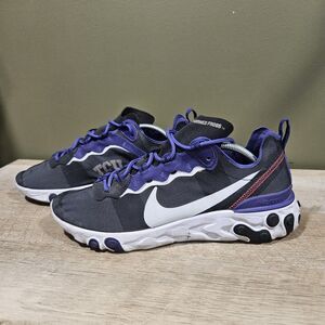 Nike React Element 55 TCU Horned Frogs Men's Size 11 Sneakers Black Purple